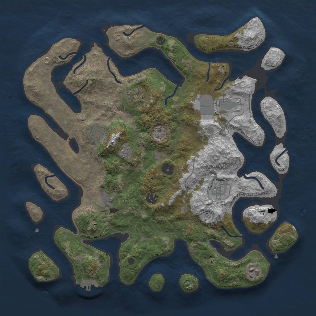 Rust Map: Procedural Map, Size: 4000, Seed: 657229, 12 Monuments