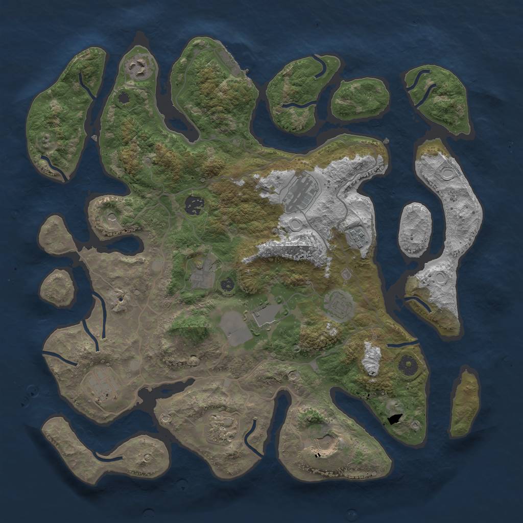 Rust Map: Procedural Map, Size: 4000, Seed: 668175, 17 Monuments