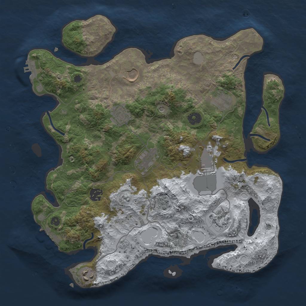 Rust Map: Procedural Map, Size: 3500, Seed: 740193819, 18 Monuments