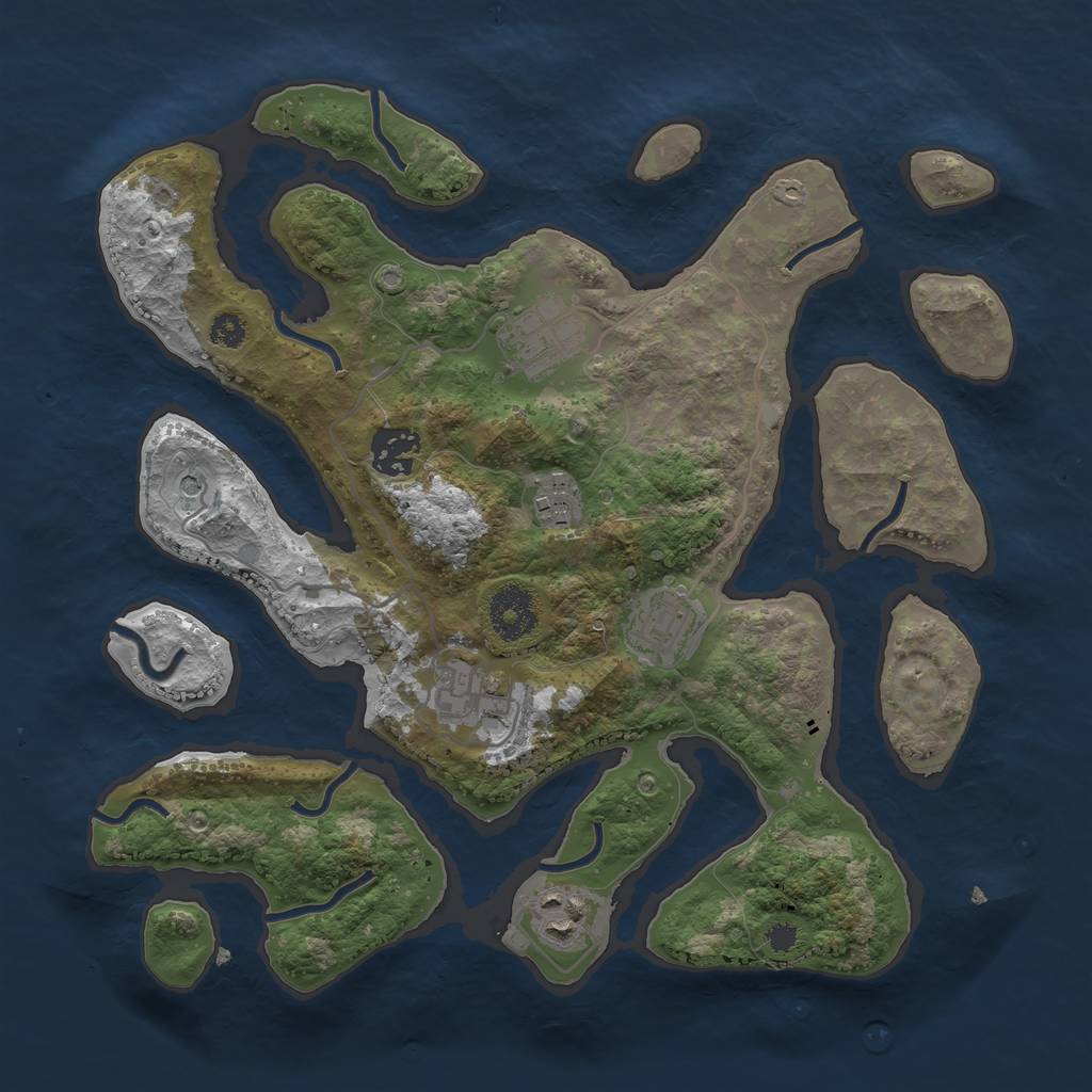 Rust Map: Procedural Map, Size: 3200, Seed: 21451614, 9 Monuments