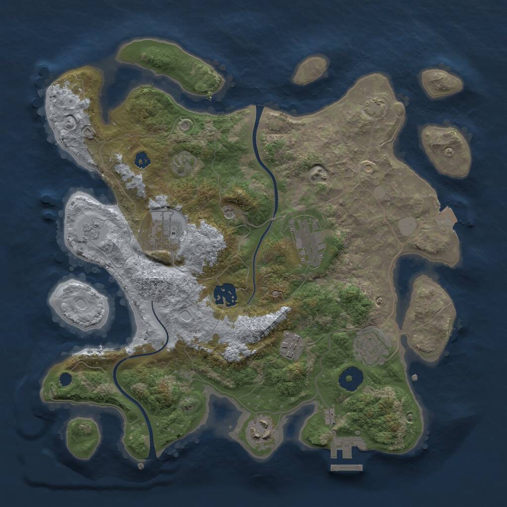 Rust Map: Procedural Map, Size: 3200, Seed: 21451614, 11 Monuments