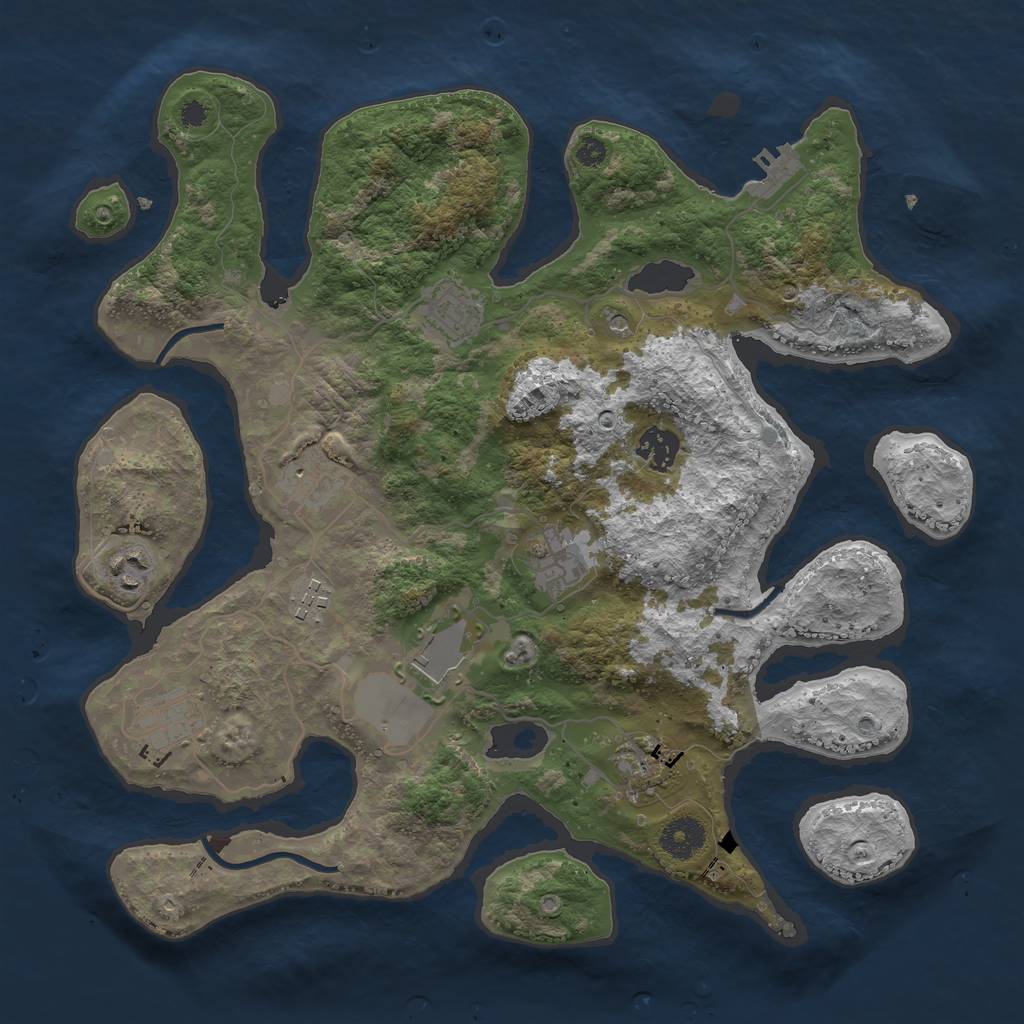 Rust Map: Procedural Map, Size: 3600, Seed: 956214, 13 Monuments