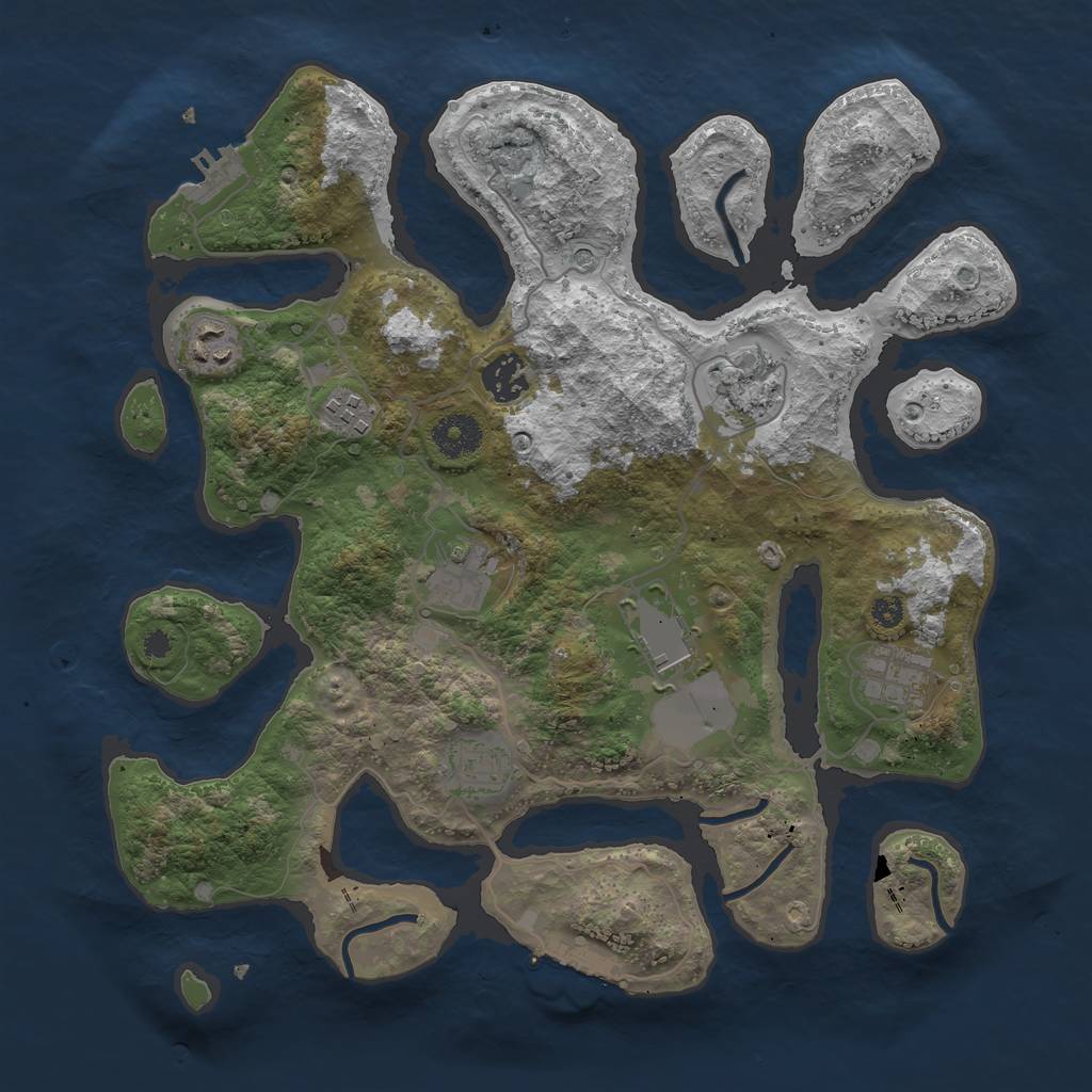 Rust Map: Procedural Map, Size: 3500, Seed: 227370, 13 Monuments