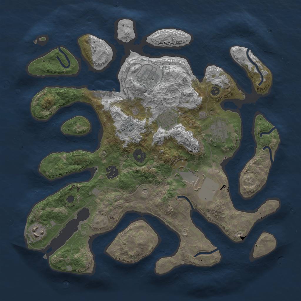 Rust Map: Procedural Map, Size: 3500, Seed: 970993, 11 Monuments