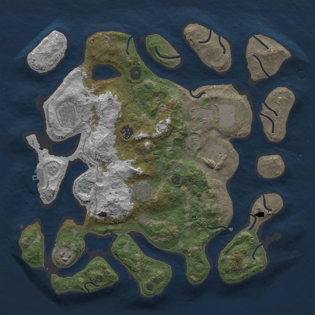 Rust Map: Procedural Map, Size: 3750, Seed: 393759001, 11 Monuments