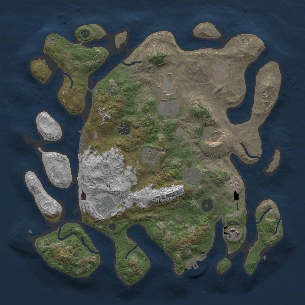 Rust Map: Procedural Map, Size: 3750, Seed: 456412328, 17 Monuments