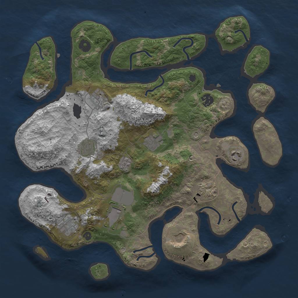 Rust Map: Procedural Map, Size: 3700, Seed: 1554633, 13 Monuments