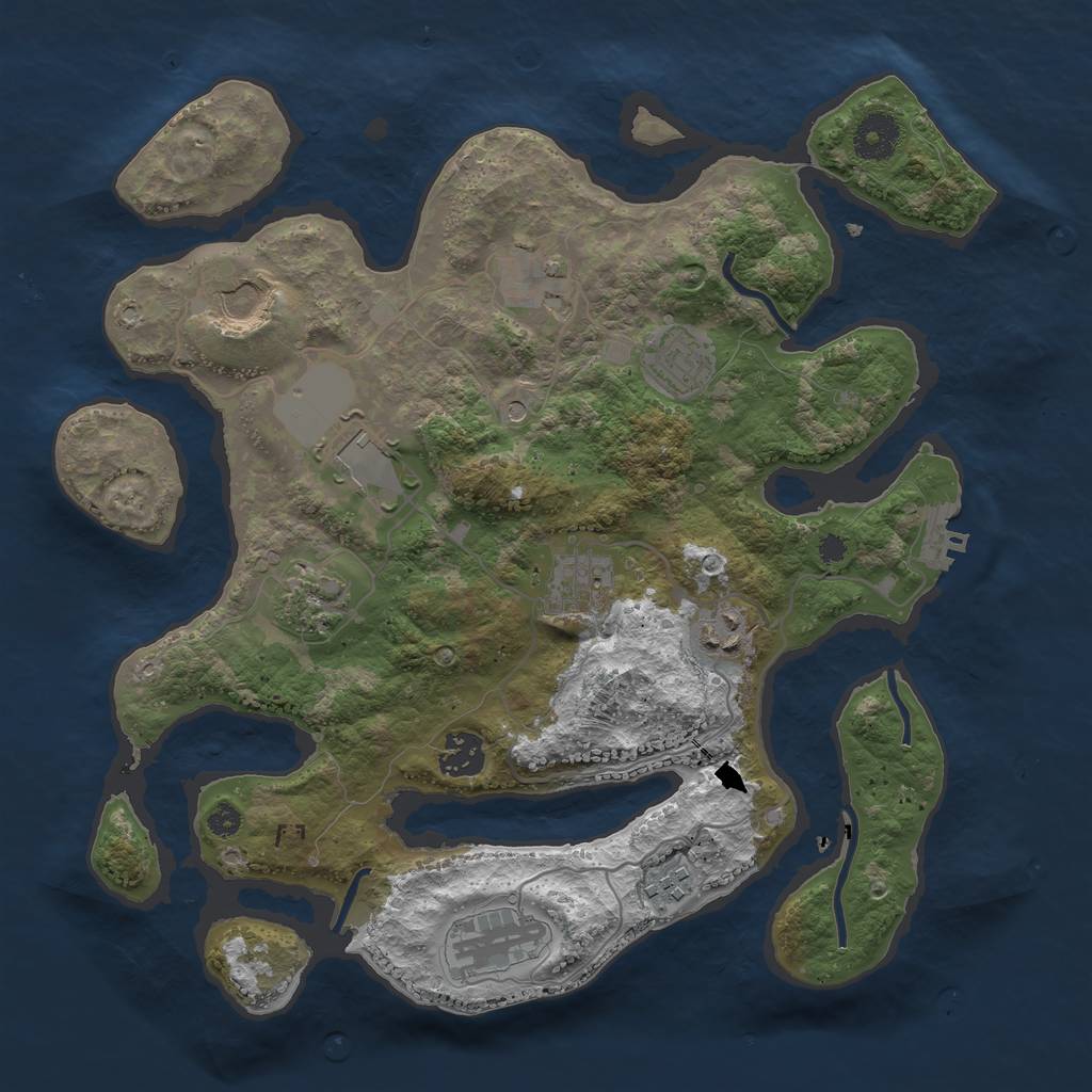 Rust Map: Procedural Map, Size: 3500, Seed: 461841, 14 Monuments