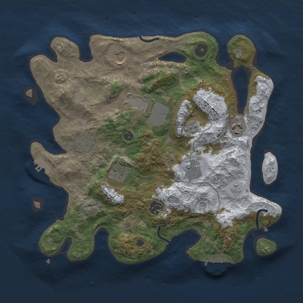 Rust Map: Procedural Map, Size: 3500, Seed: 467459, 17 Monuments