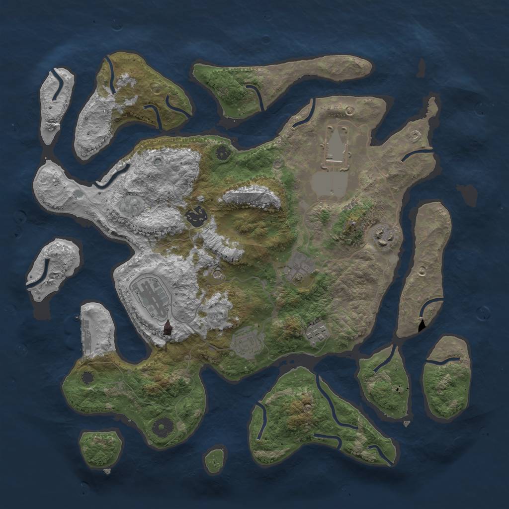 Rust Map: Procedural Map, Size: 3750, Seed: 8439, 11 Monuments
