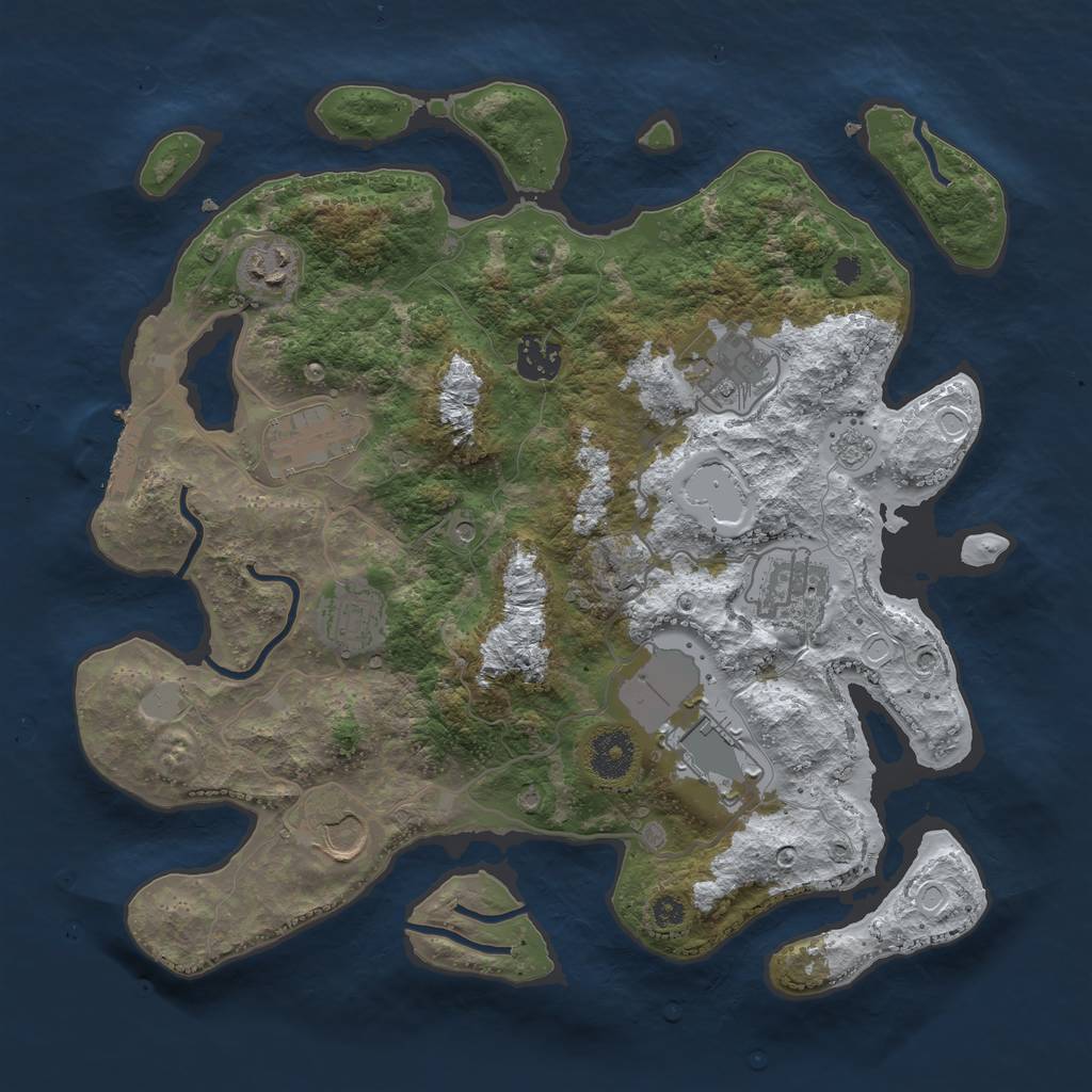 Rust Map: Procedural Map, Size: 3500, Seed: 893192, 16 Monuments