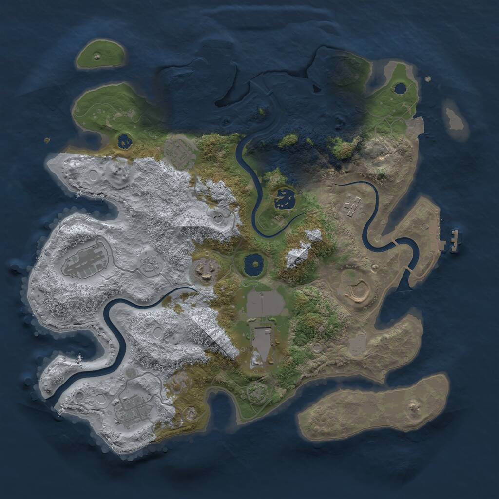 Rust Map: Procedural Map, Size: 3500, Seed: 931597, 14 Monuments