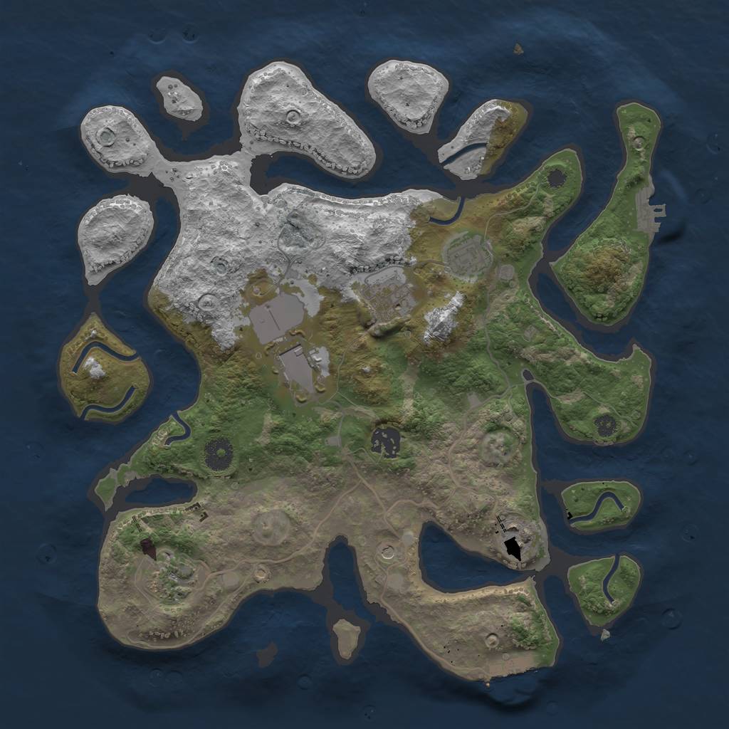 Rust Map: Procedural Map, Size: 3500, Seed: 425028, 11 Monuments