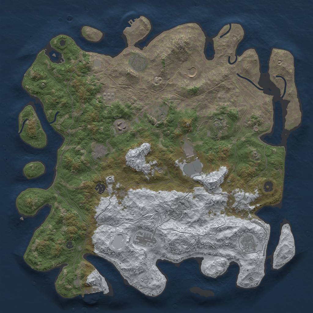 Rust Map: Procedural Map, Size: 4500, Seed: 822922785, 20 Monuments
