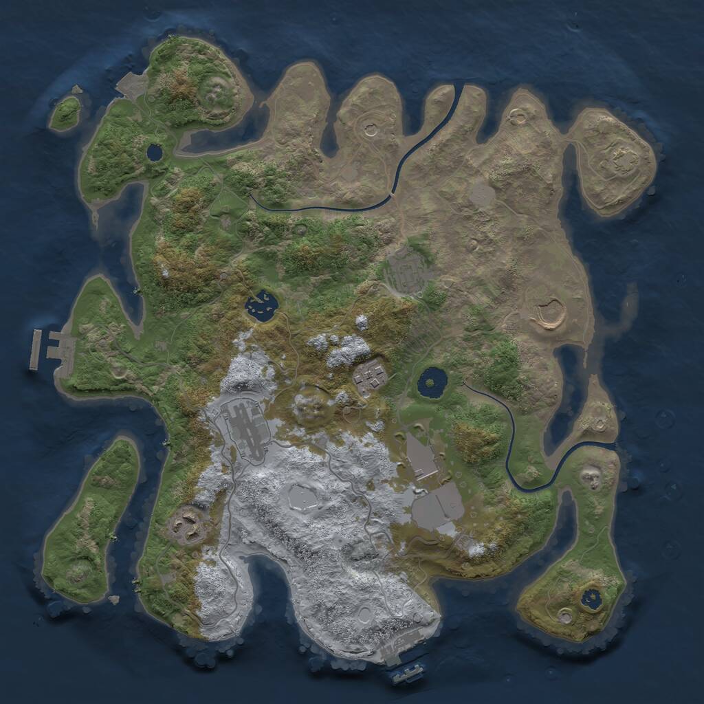 Rust Map: Procedural Map, Size: 3500, Seed: 897630, 12 Monuments