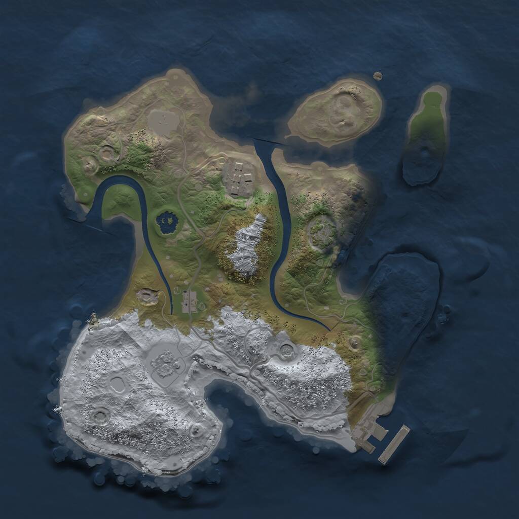 Rust Map: Procedural Map, Size: 2384, Seed: 2147483647, 6 Monuments