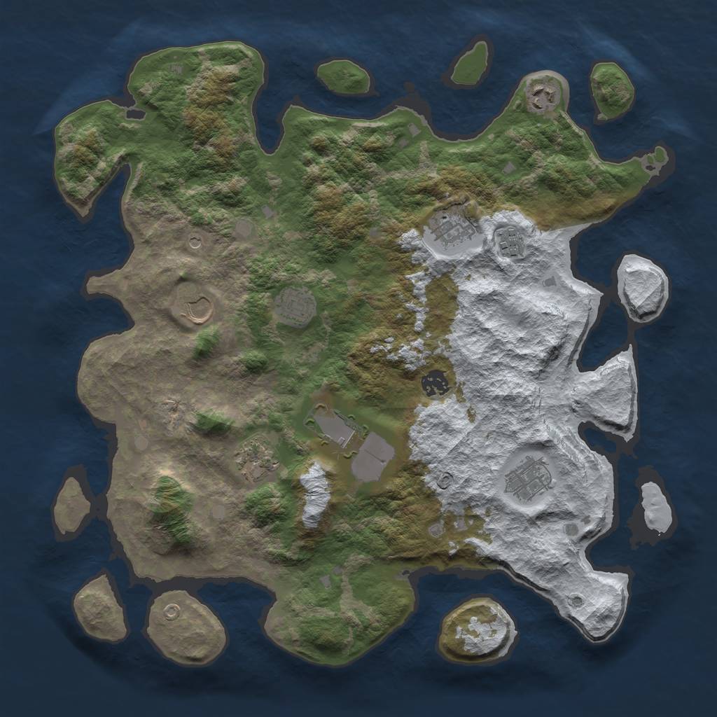 Rust Map: Barren, Size: 4000, Seed: 454654, 12 Monuments