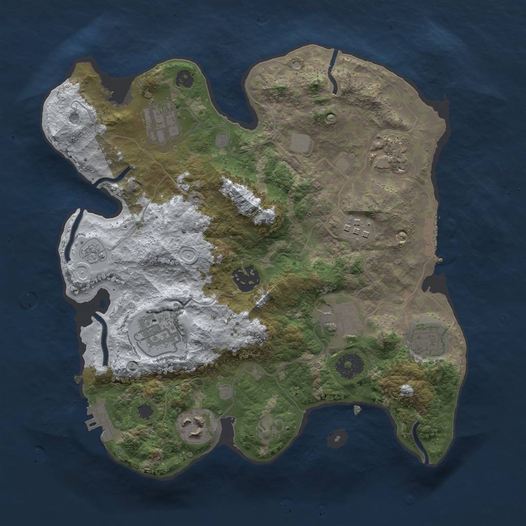Rust Map: Procedural Map, Size: 3000, Seed: 1313154203, 16 Monuments