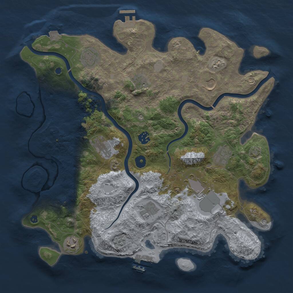 Rust Map: Procedural Map, Size: 3750, Seed: 1726808432, 16 Monuments