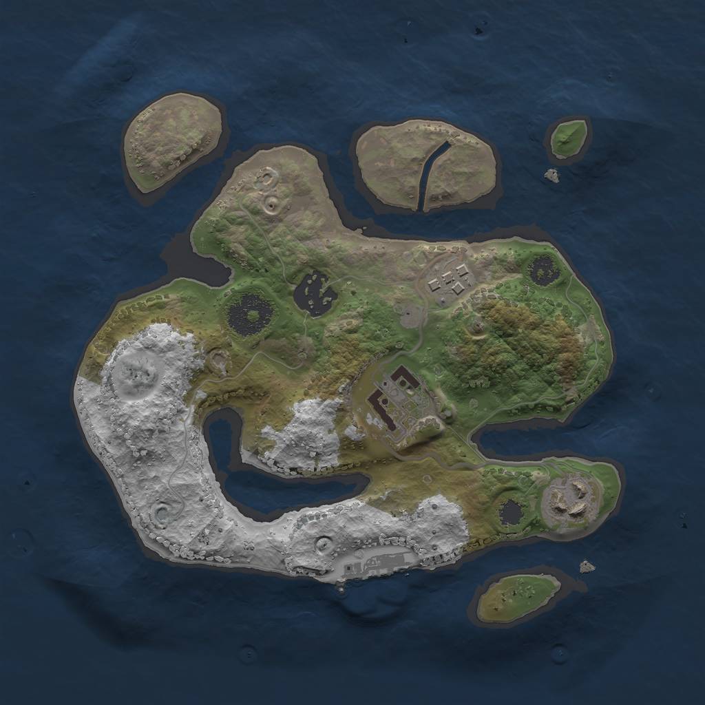 Rust Map: Procedural Map, Size: 2500, Seed: 273372, 7 Monuments