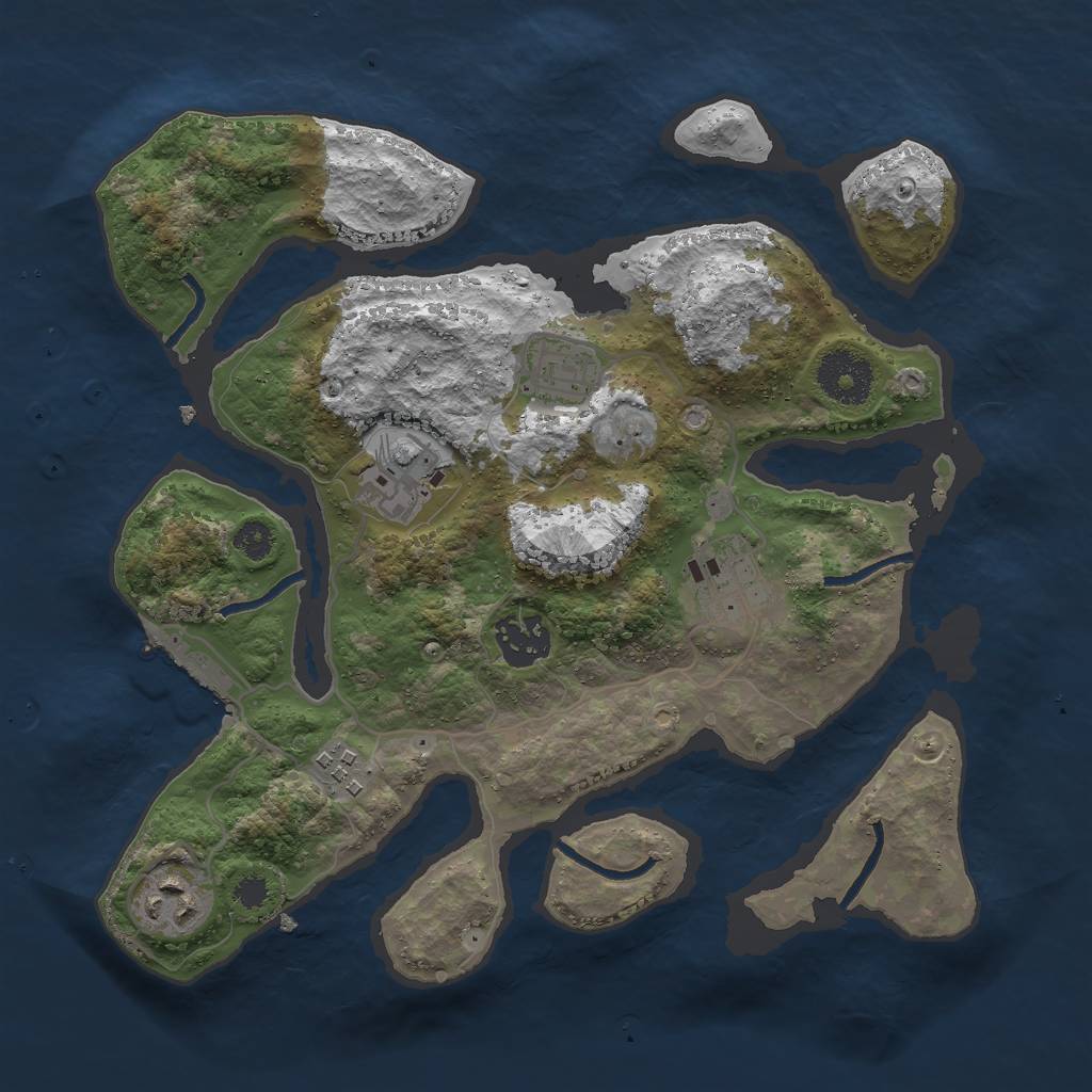 Rust Map: Procedural Map, Size: 3000, Seed: 1624920, 9 Monuments