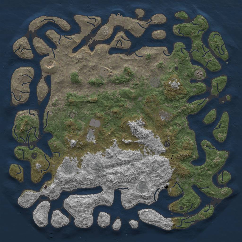 Rust Map: Procedural Map, Size: 6000, Seed: 741, 15 Monuments