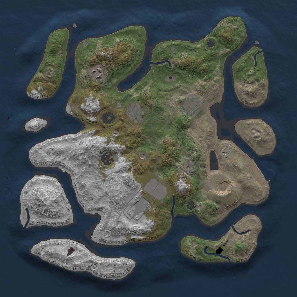 Rust Map: Procedural Map, Size: 3500, Seed: 634039905, 11 Monuments