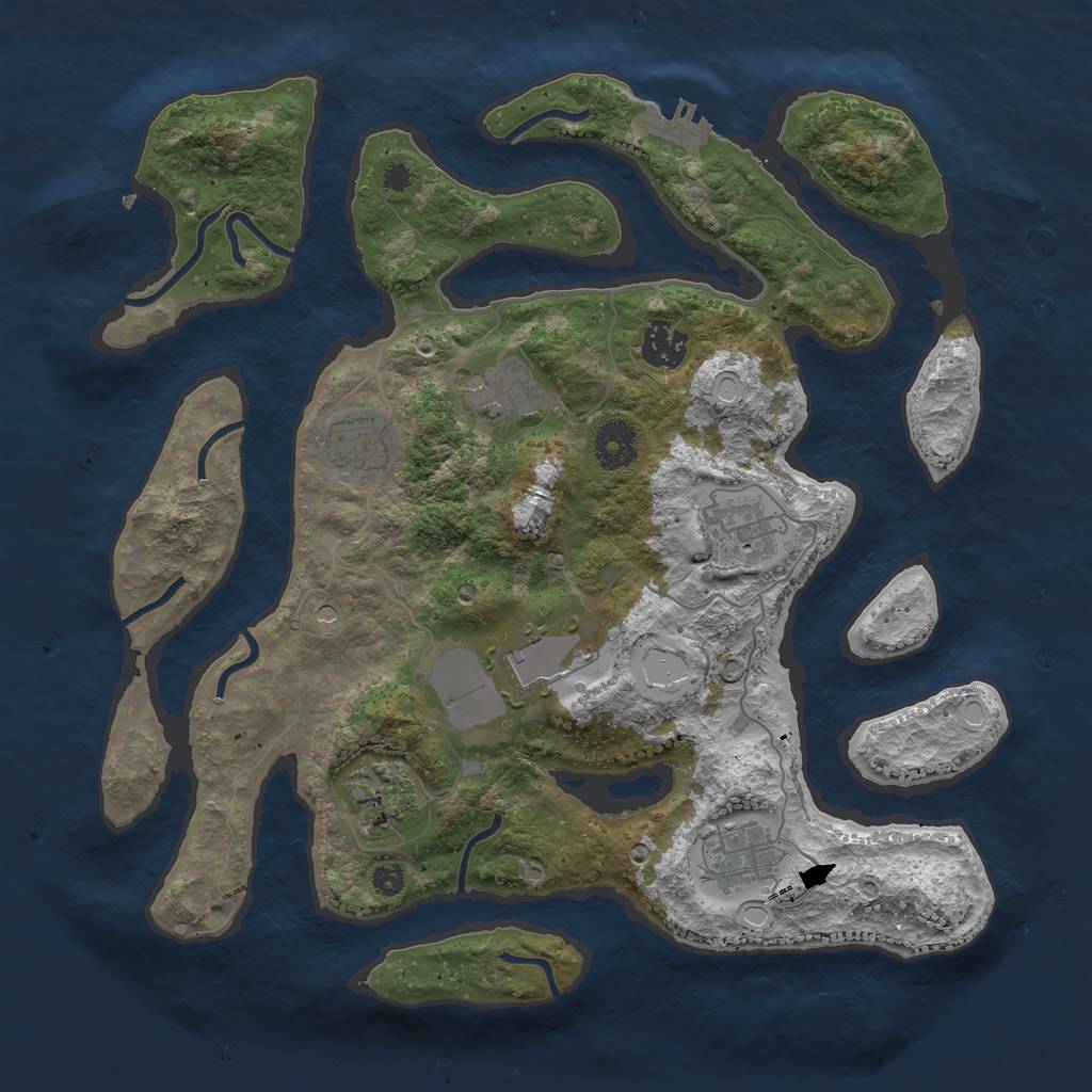 Rust Map: Procedural Map, Size: 3500, Seed: 1571589614, 14 Monuments