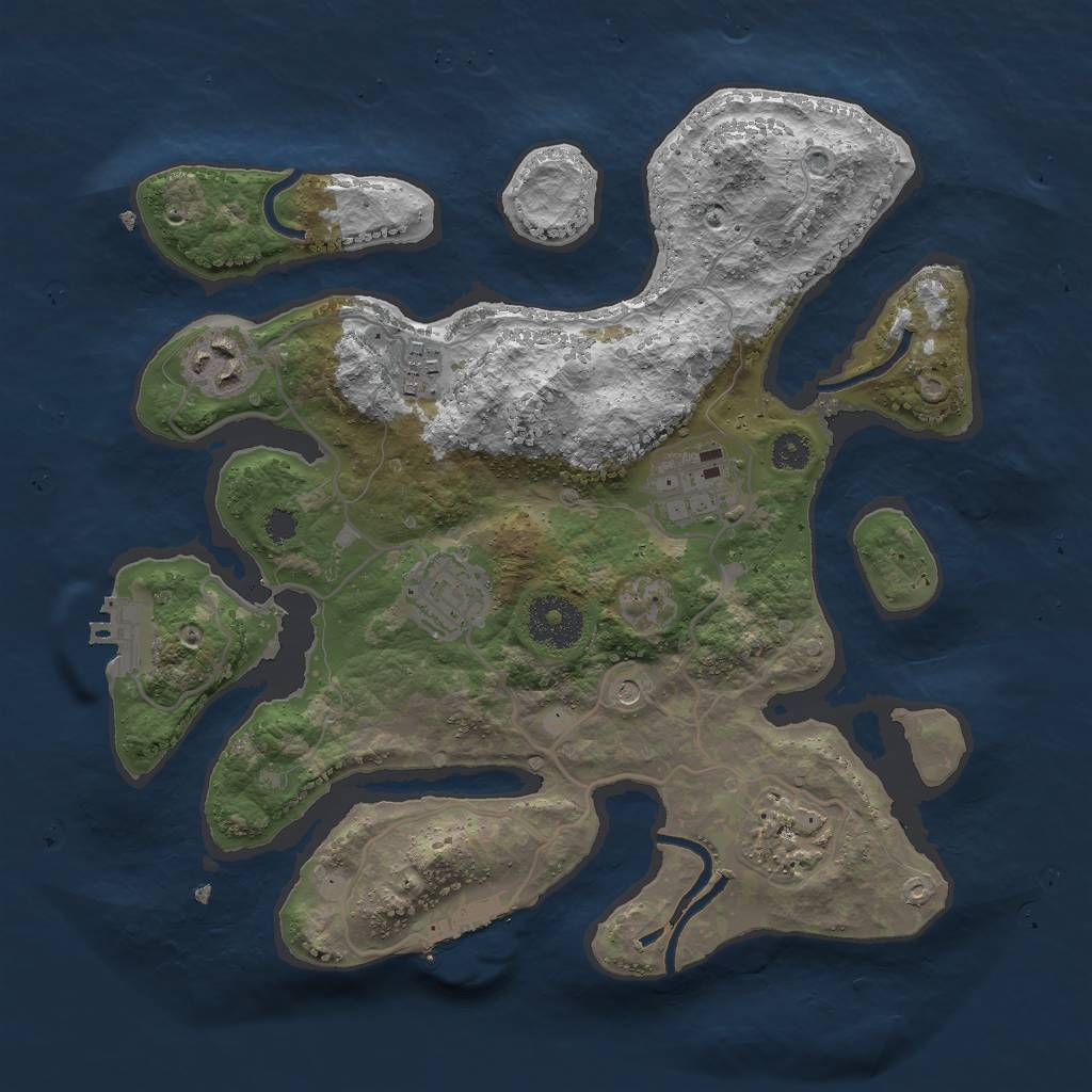 Rust Map: Procedural Map, Size: 3000, Seed: 1831324652, 10 Monuments