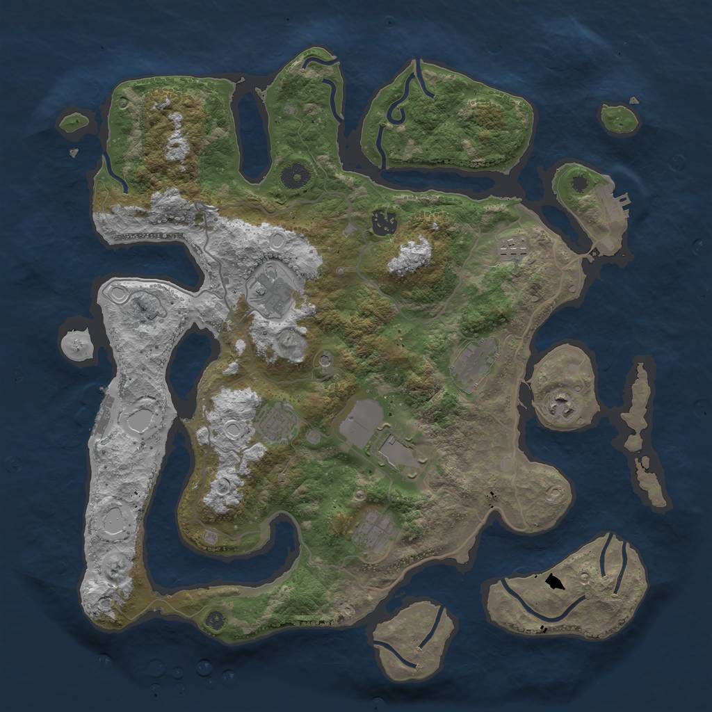 Rust Map: Procedural Map, Size: 4000, Seed: 736321253, 16 Monuments