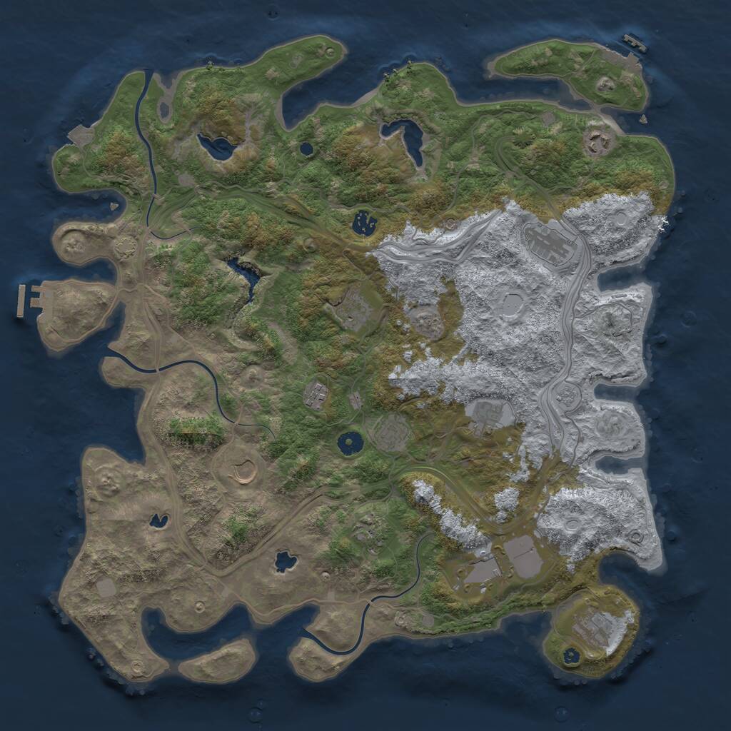 Rust Map: Procedural Map, Size: 4500, Seed: 89498129, 17 Monuments