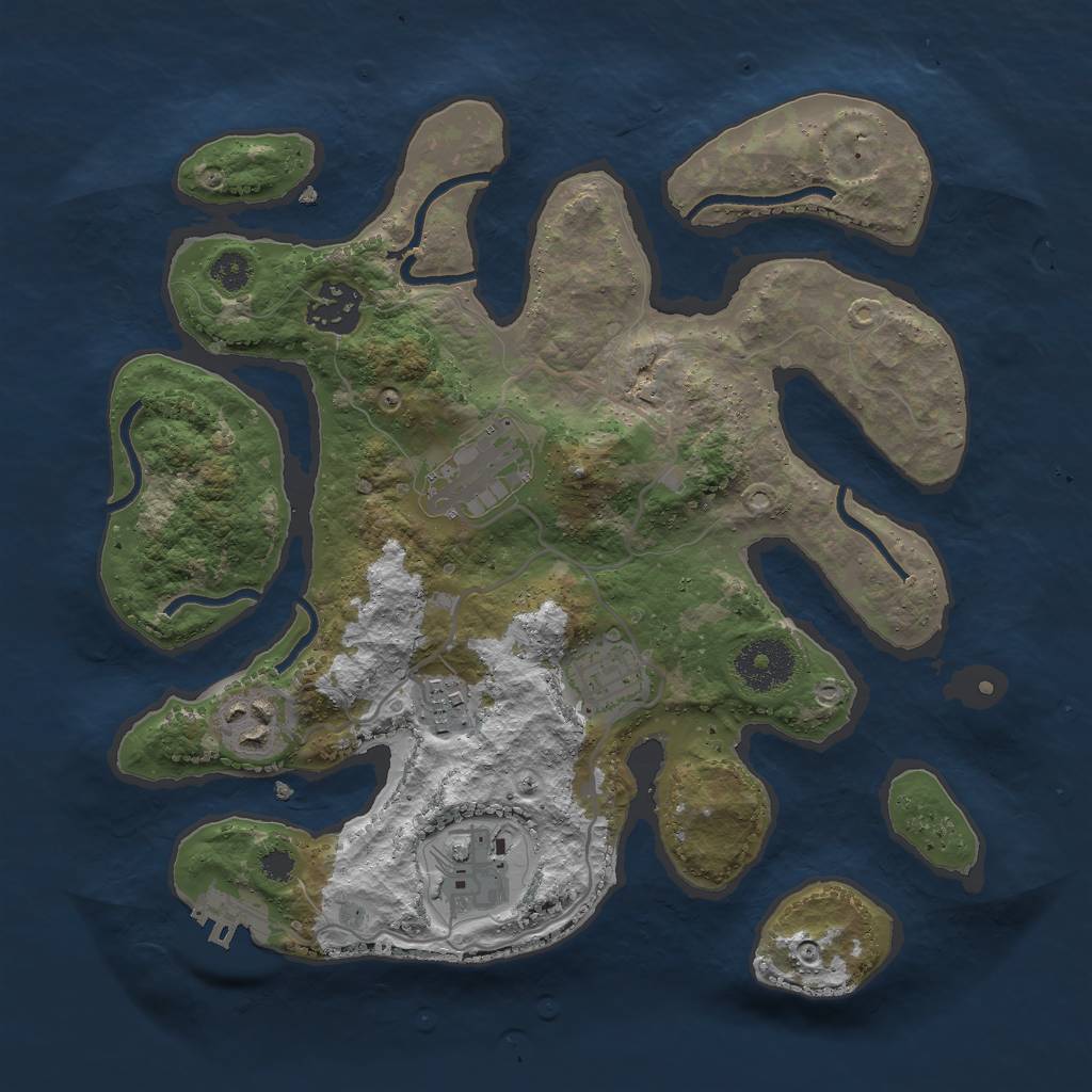 Rust Map: Procedural Map, Size: 3000, Seed: 1325463038, 9 Monuments