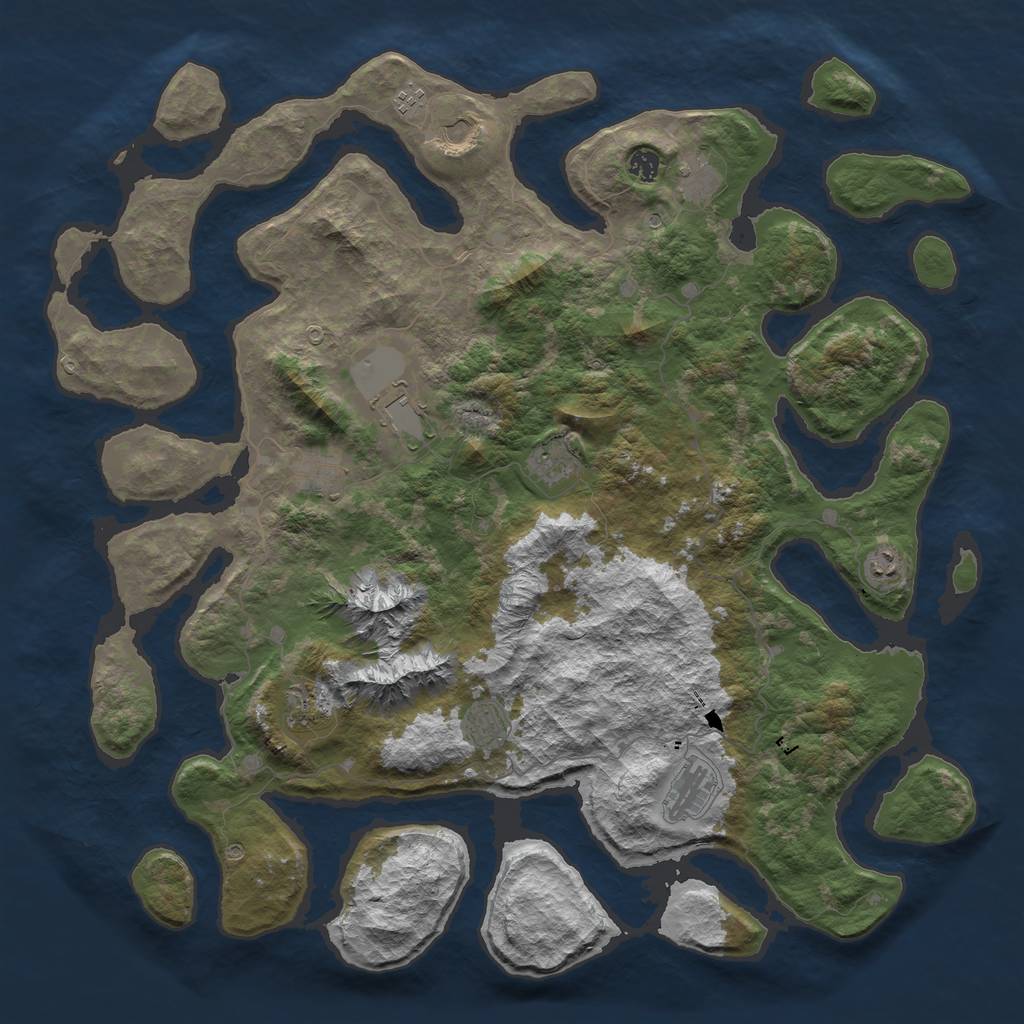 Rust Map: Barren, Size: 5000, Seed: 80389954, 14 Monuments