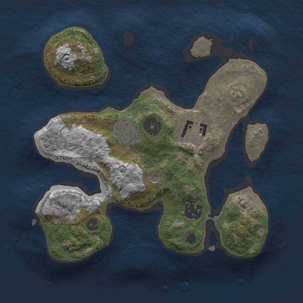 Rust Map: Procedural Map, Size: 2500, Seed: 844116155, 7 Monuments