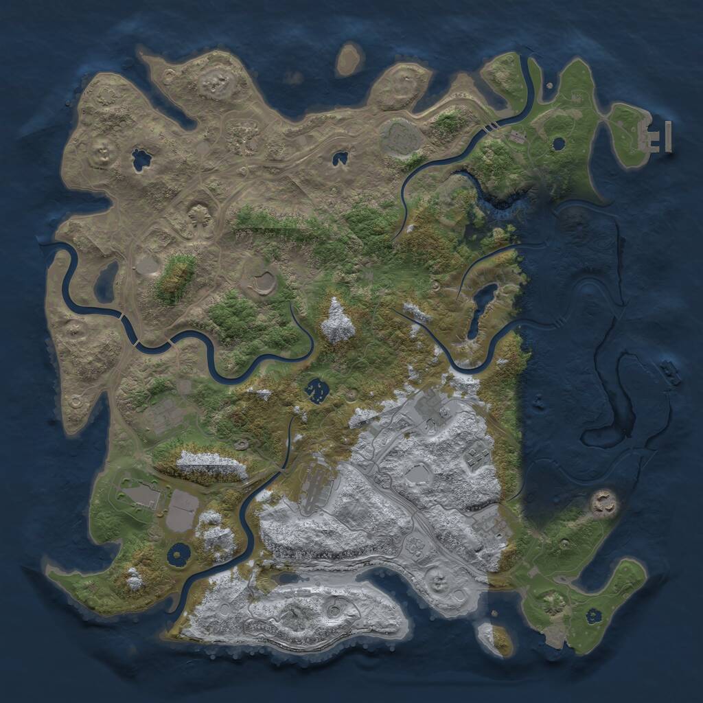 Rust Map: Procedural Map, Size: 4500, Seed: 499807140, 17 Monuments