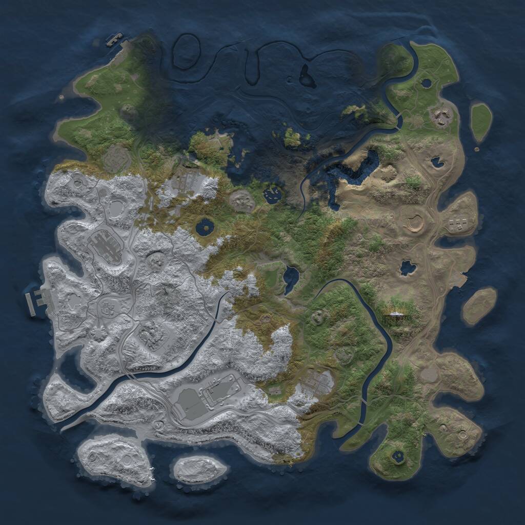 Rust Map: Procedural Map, Size: 4500, Seed: 328831, 16 Monuments