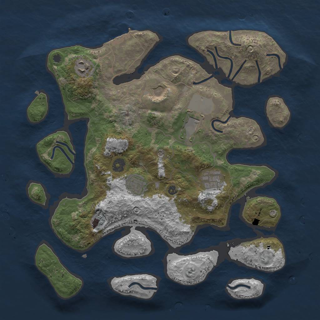 Rust Map: Procedural Map, Size: 3500, Seed: 292016, 10 Monuments