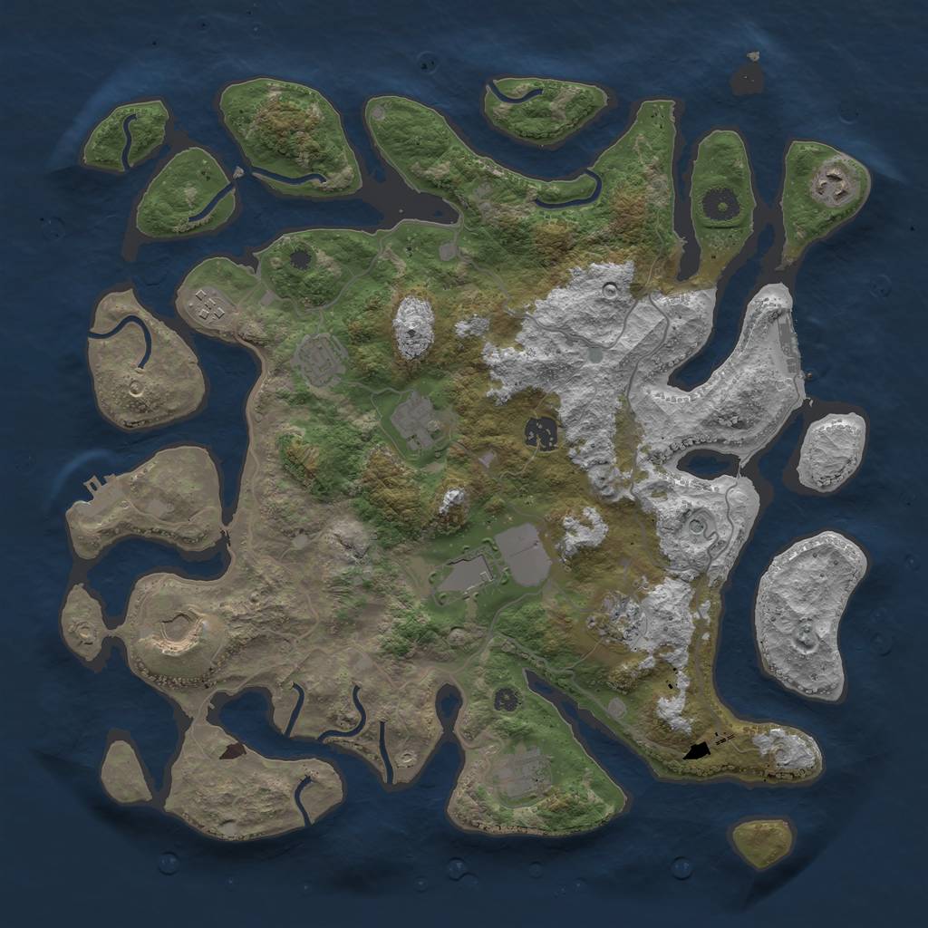 Rust Map: Procedural Map, Size: 4000, Seed: 46303, 14 Monuments