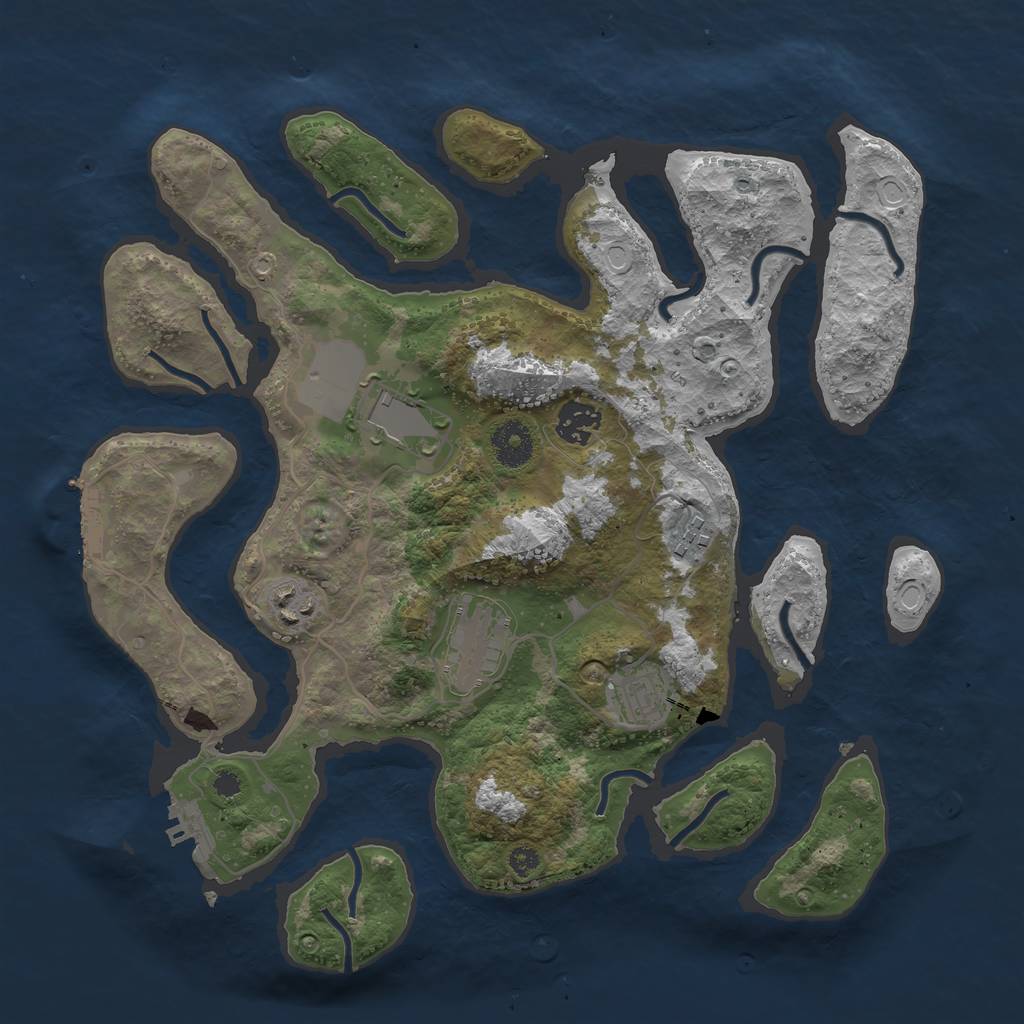 Rust Map: Procedural Map, Size: 3500, Seed: 45713, 13 Monuments