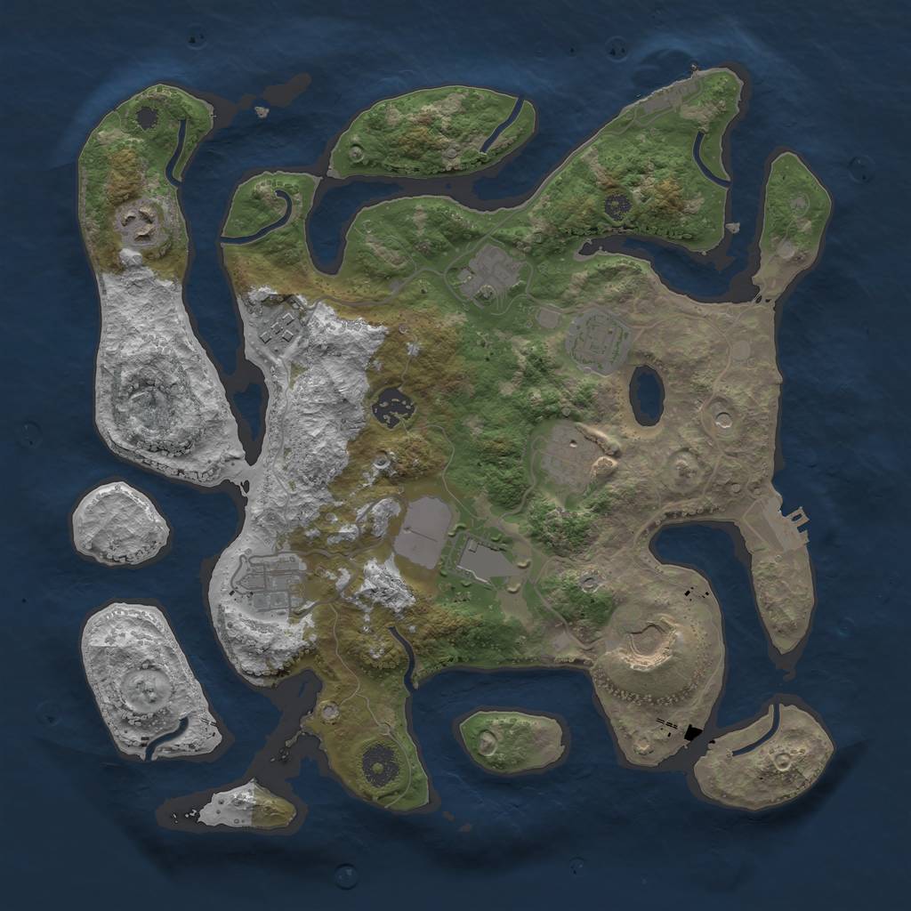 Rust Map: Procedural Map, Size: 3500, Seed: 2561846, 14 Monuments