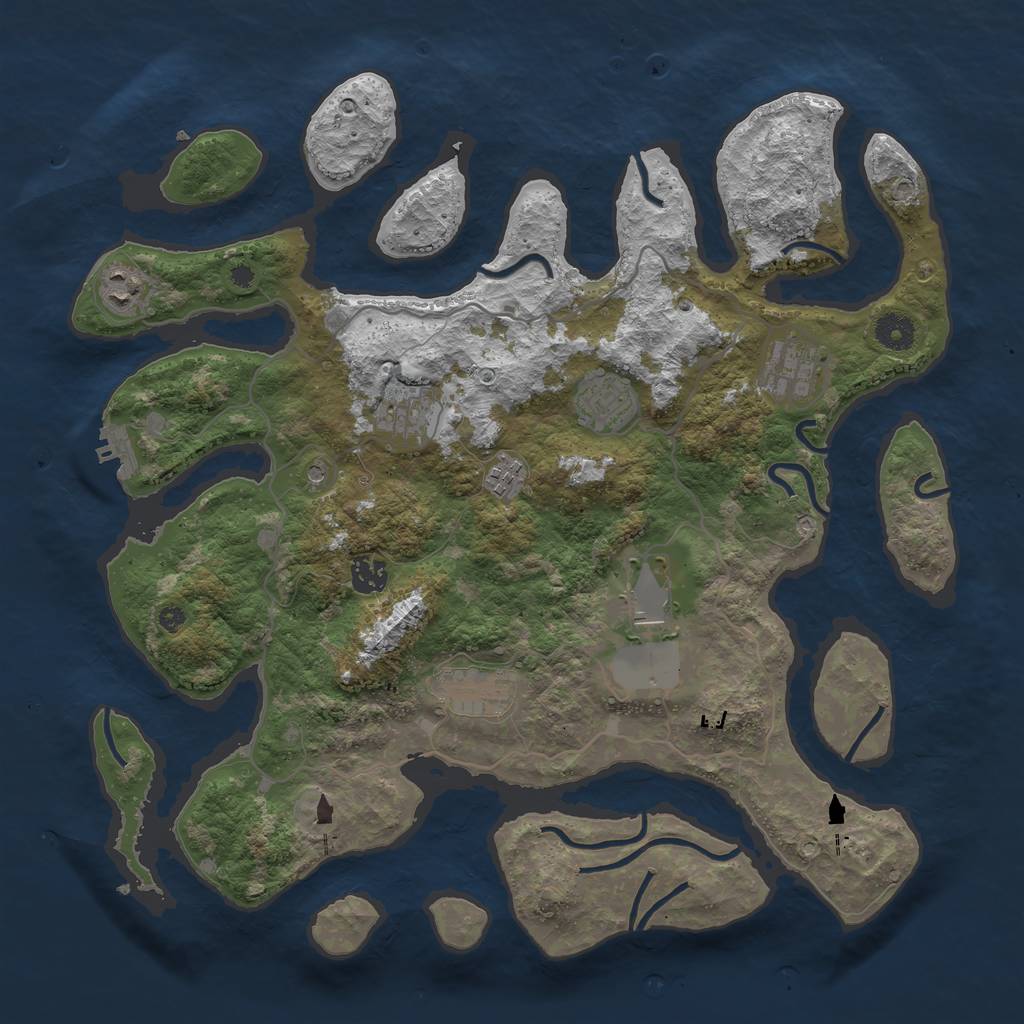 Rust Map: Procedural Map, Size: 4000, Seed: 6740, 12 Monuments