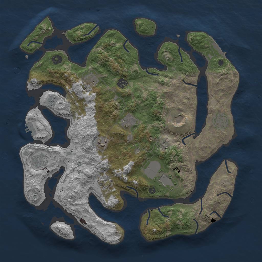 Rust Map: Procedural Map, Size: 3950, Seed: 881971611, 18 Monuments