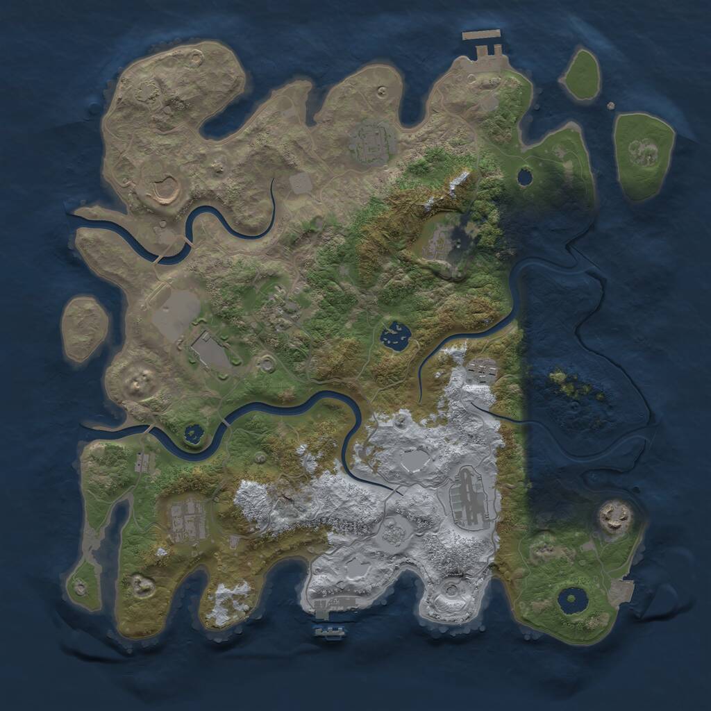 Rust Map: Procedural Map, Size: 3750, Seed: 1518381545, 16 Monuments