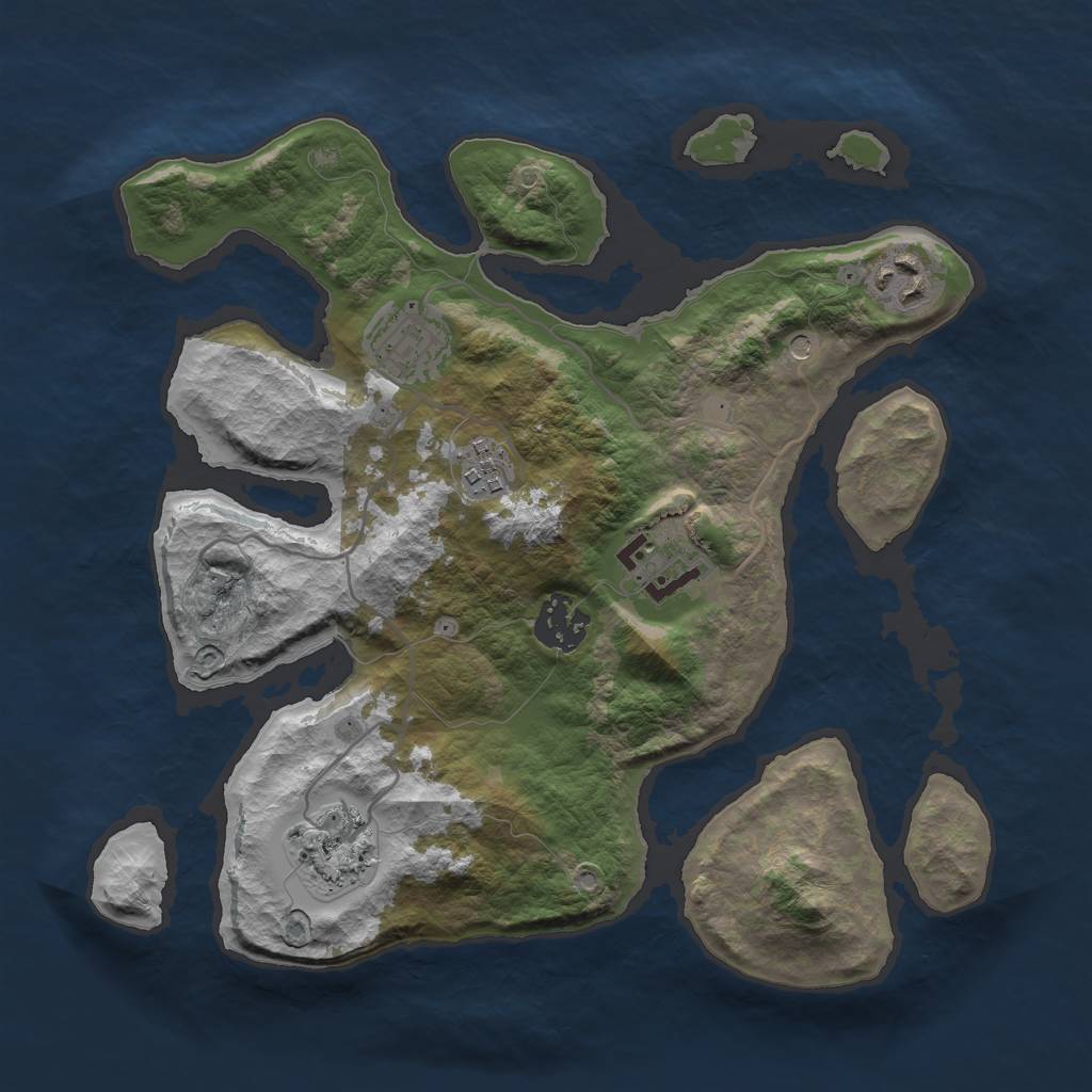 Rust Map: Barren, Size: 3000, Seed: 2003, 9 Monuments