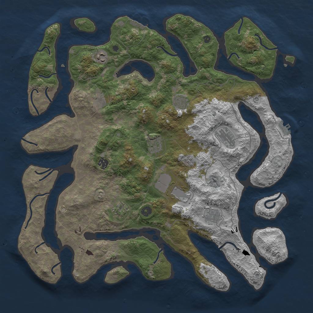 Rust Map: Procedural Map, Size: 4500, Seed: 400069, 15 Monuments