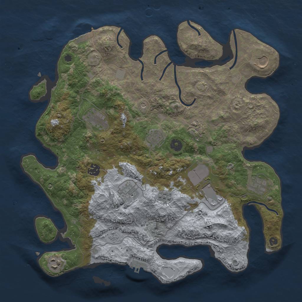 Rust Map: Procedural Map, Size: 3700, Seed: 1149950212, 18 Monuments