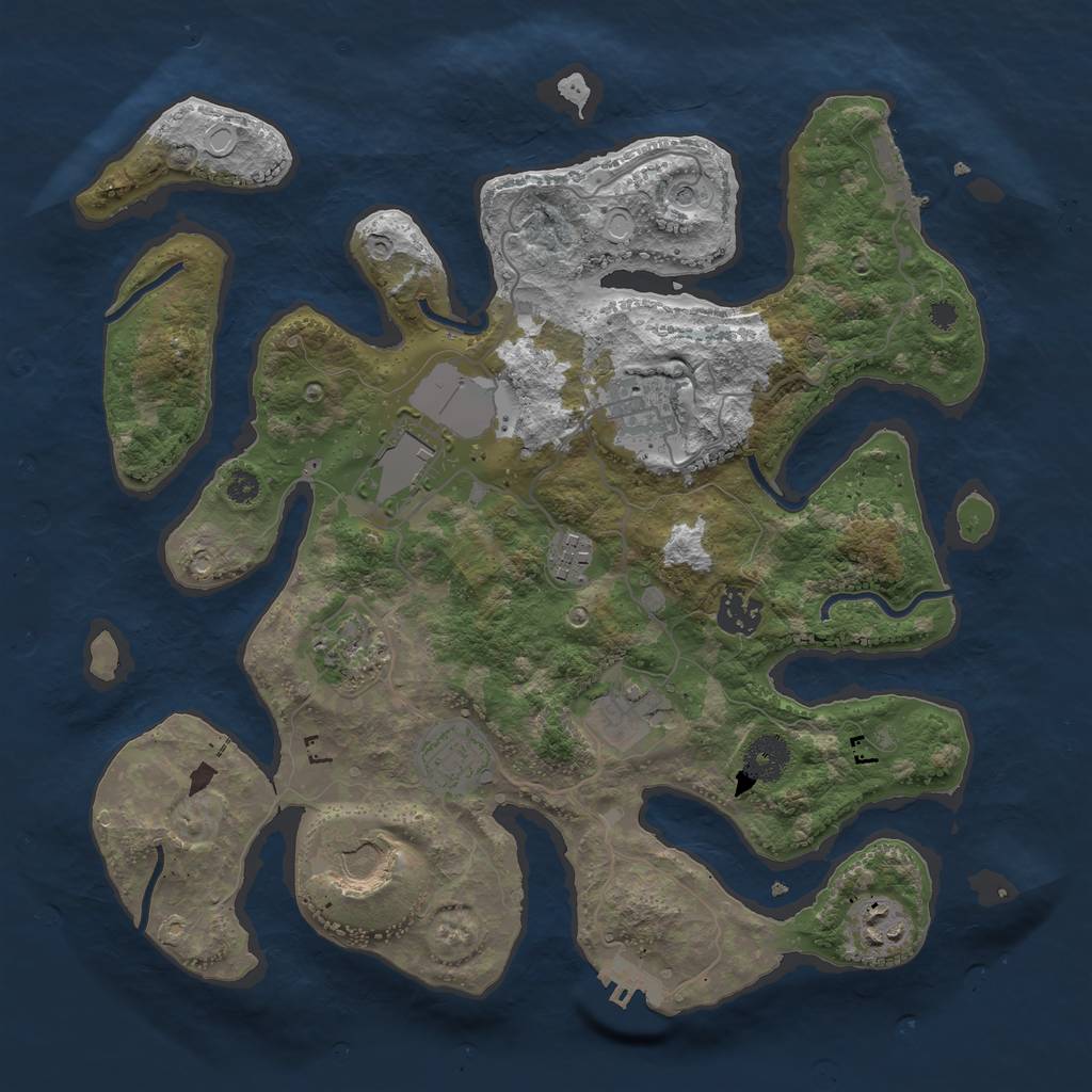 Rust Map: Procedural Map, Size: 3500, Seed: 653230041, 17 Monuments