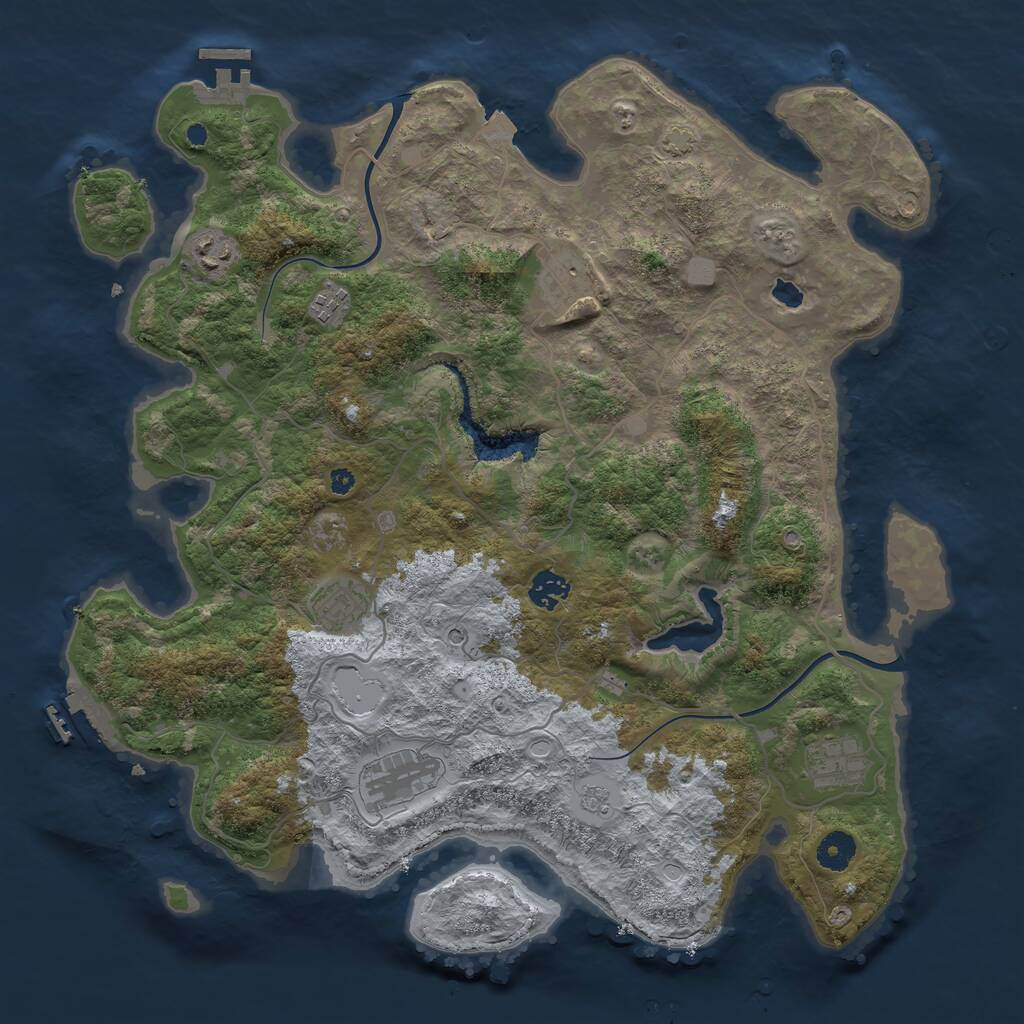 Rust Map: Procedural Map, Size: 4000, Seed: 182050241, 13 Monuments