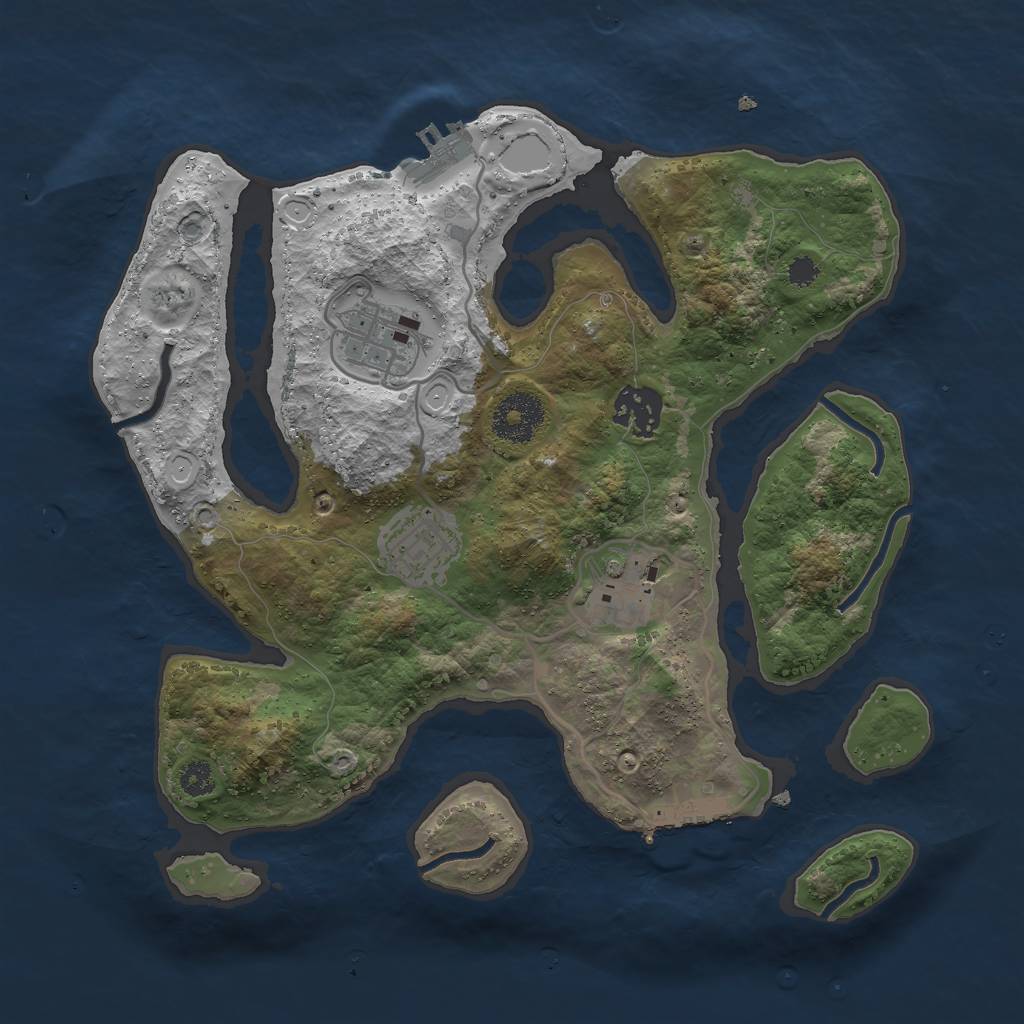 Rust Map: Procedural Map, Size: 3000, Seed: 56737, 11 Monuments