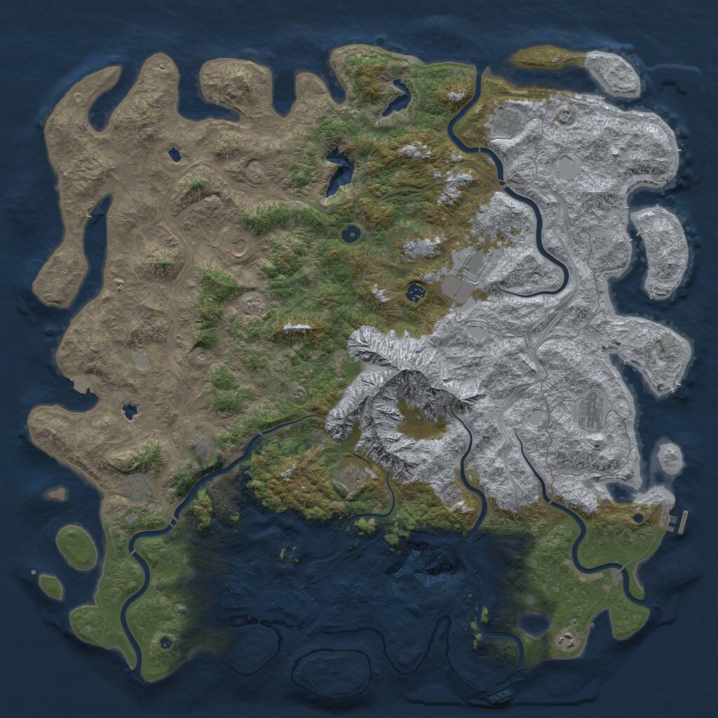 Rust Map: Procedural Map, Size: 6000, Seed: 200000005, 17 Monuments